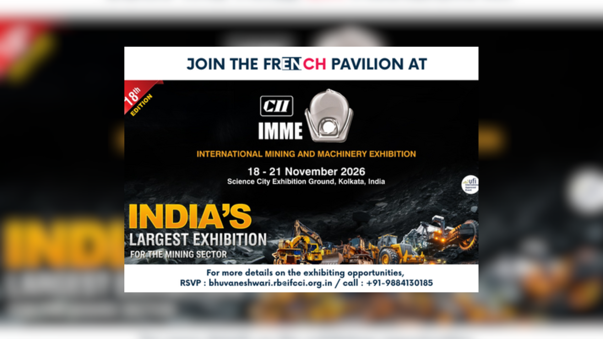 Invitation to exhibit at the 18th Edition of IMME 2026 Exhibition organised by CII: November 18th to 21st, 2026