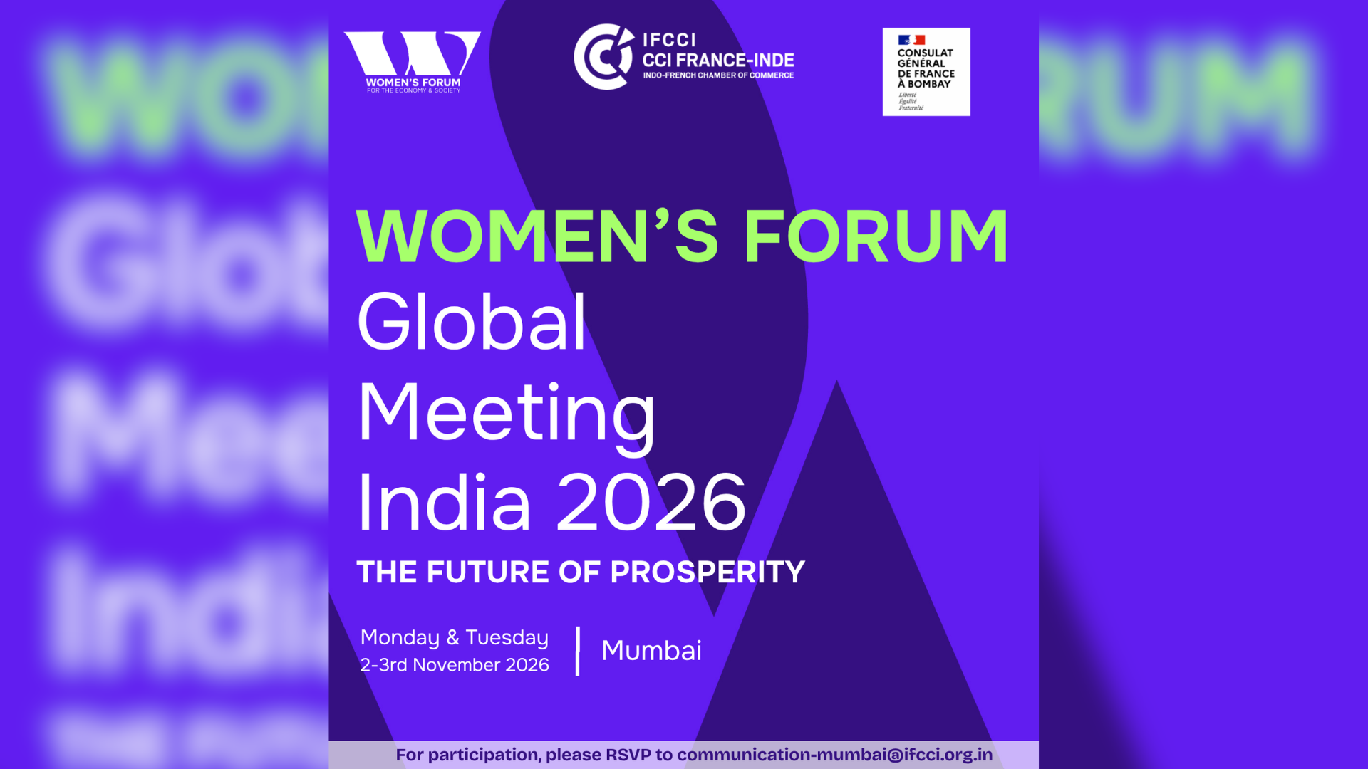 Mumbai VIP event  •  Forums Women’s Forum Global Meeting 2026 | IFCCI in association with WEFCOS & Embassy of France in India
