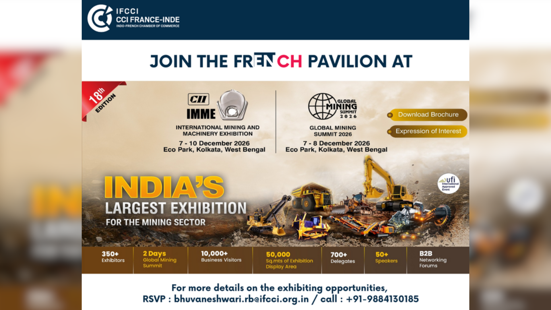 Invitation to exhibit at the 18th Edition of IMME 2026 Exhibition organised by CII: November 18th to 21st, 2026